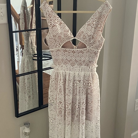 Self-Portrait White Lace Cutout Guipure Dress - Picture 5 of 11